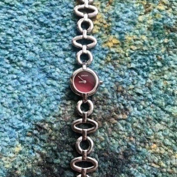 DKNY stainless steel watch with candy apple red face - Picture 2 of 3